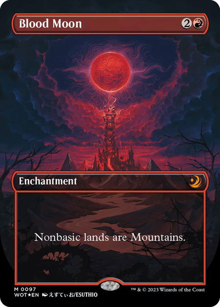 Blood Moon (Anime Borderless) (Confetti Foil) - Wilds of Eldraine: Enchanting Tales Magic: The Gathering trading card