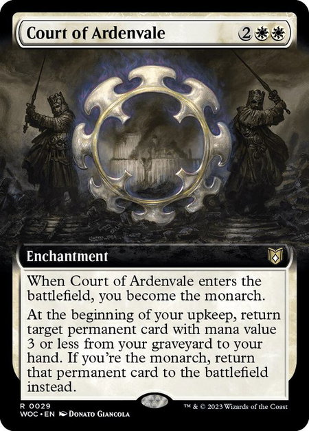 Court of Ardenvale (Extended Art) trading card from Commander: Wilds of Eldraine Court of Ardenvale (Extended Art) - Commander: Wilds of Eldraine Magic: The Gathering trading card