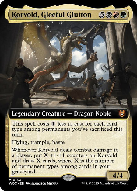 Korvold, Gleeful Glutton (Extended Art) - Commander: Wilds of Eldraine Magic: The Gathering trading card