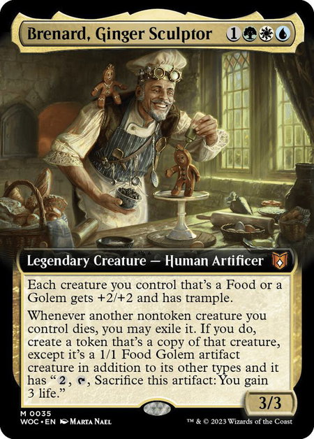 Brenard, Ginger Sculptor (Extended Art) trading card from Commander: Wilds of Eldraine Brenard, Ginger Sculptor (Extended Art) - Commander: Wilds of Eldraine Magic: The Gathering trading card
