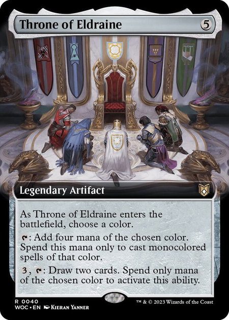 Throne of Eldraine (Extended Art) trading card from Commander: Wilds of Eldraine Throne of Eldraine (Extended Art) - Commander: Wilds of Eldraine Magic: The Gathering trading card