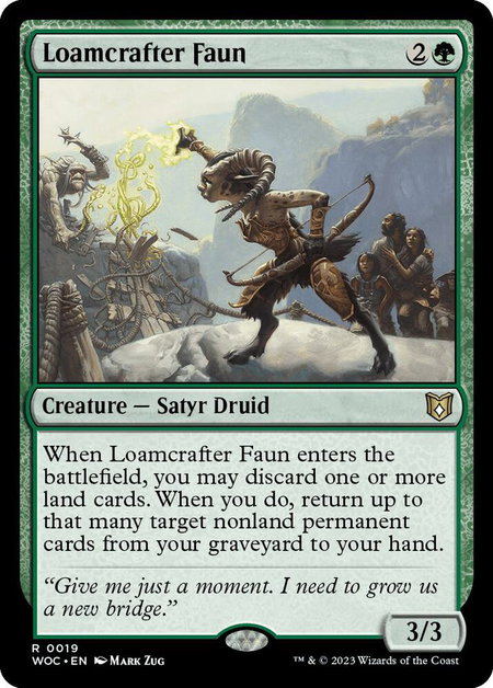 Loamcrafter Faun trading card from Commander: Wilds of Eldraine Loamcrafter Faun - Commander: Wilds of Eldraine Magic: The Gathering trading card