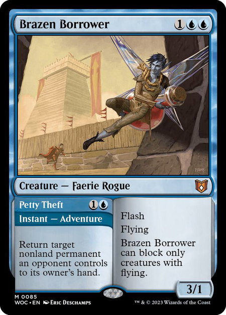 Brazen Borrower trading card from Commander: Wilds of Eldraine Brazen Borrower - Commander: Wilds of Eldraine Magic: The Gathering trading card
