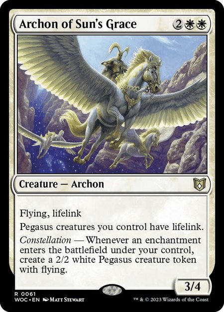 Archon of Sun's Grace trading card from Commander: Wilds of Eldraine Archon of Sun's Grace - Commander: Wilds of Eldraine Magic: The Gathering trading card