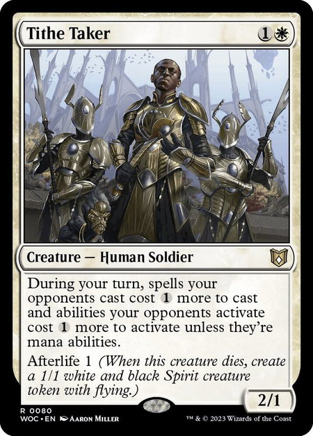 Tithe Taker trading card from Commander: Wilds of Eldraine Tithe Taker - Commander: Wilds of Eldraine Magic: The Gathering trading card