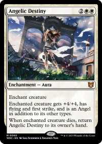 Angelic Destiny - Commander: Wilds of Eldraine (WOC) #60 - Mythic Rare Magic: The Gathering Trading Card