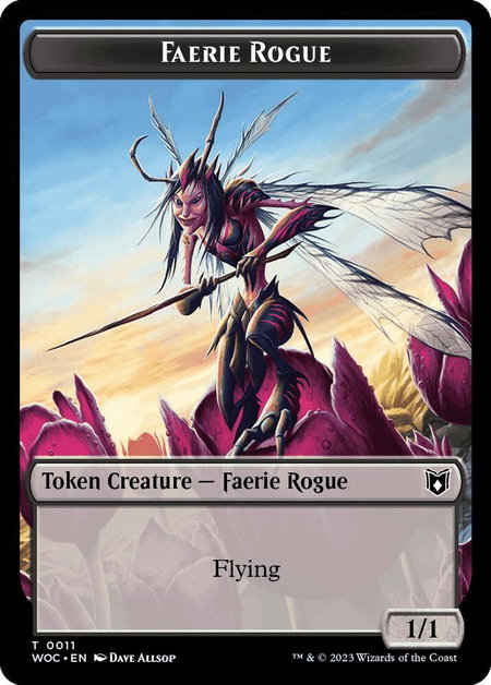 Faerie Rogue (0011) // Faerie Double-Sided Token trading card from Commander: Wilds of Eldraine Faerie Rogue (0011) // Faerie Double-Sided Token - Commander: Wilds of Eldraine Magic: The Gathering trading card