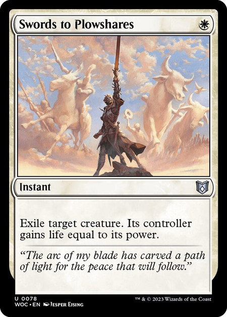 Swords to Plowshares trading card from Commander: Wilds of Eldraine Swords to Plowshares - Commander: Wilds of Eldraine Magic: The Gathering trading card