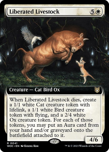 Liberated Livestock (Extended Art) trading card from Commander: Wilds of Eldraine Liberated Livestock (Extended Art) - Commander: Wilds of Eldraine Magic: The Gathering trading card
