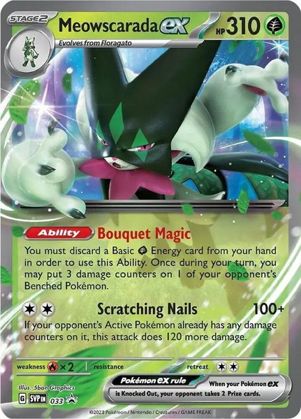 Meowscarada ex - 033 trading card from SV: Scarlet & Violet Promo Cards Meowscarada ex - 033 - SV: Scarlet & Violet Promo Cards Pokémon trading card