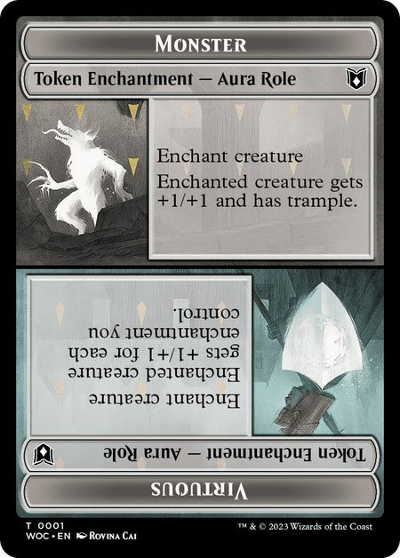 Monster Role / Virtuous Role // Royal Role / Virtuous Role Double-Sided Token trading card from Commander: Wilds of Eldraine Monster Role / Virtuous Role // Royal Role / Virtuous Role Double-Sided Token - Commander: Wilds of Eldraine Magic: The Gathering trading card