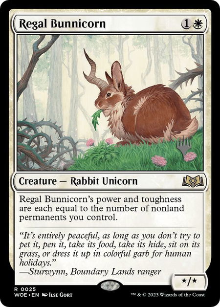 Regal Bunnicorn - Promo Pack: Wilds of Eldraine Magic: The Gathering trading card