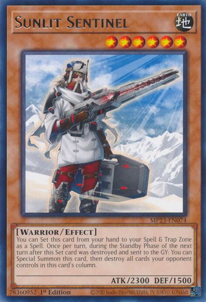 Sunlit Sentinel trading card from 25th Anniversary Tin: Dueling Heroes Mega Pack Sunlit Sentinel - 25th Anniversary Tin: Dueling Heroes Mega Pack YuGiOh trading card