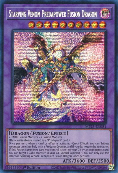 Starving Venom Predapower Fusion Dragon trading card from 25th Anniversary Tin: Dueling Heroes Mega Pack Starving Venom Predapower Fusion Dragon - 25th Anniversary Tin: Dueling Heroes Mega Pack YuGiOh trading card