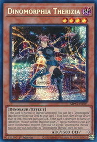 Dinomorphia Therizia - 25th Anniversary Tin: Dueling Heroes Mega Pack (MP23) #MP23-EN009 - Prismatic Secret Rare YuGiOh Trading Card