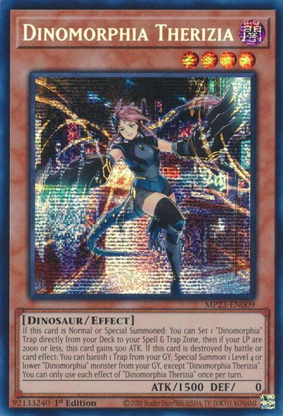 Dinomorphia Therizia trading card from 25th Anniversary Tin: Dueling Heroes Mega Pack Dinomorphia Therizia - 25th Anniversary Tin: Dueling Heroes Mega Pack YuGiOh trading card