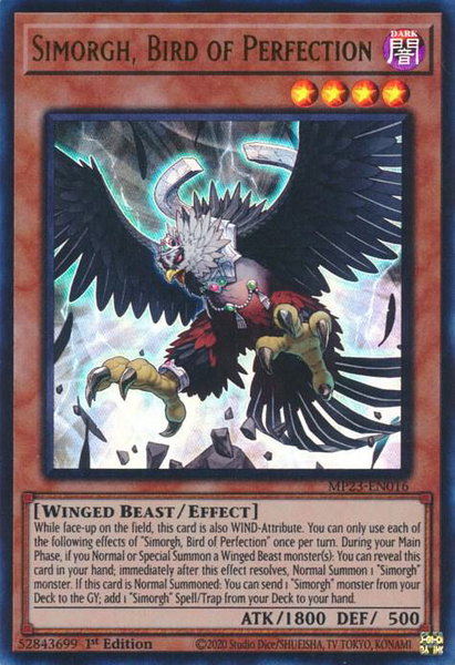 Simorgh, Bird of Perfection trading card from 25th Anniversary Tin: Dueling Heroes Mega Pack Simorgh, Bird of Perfection - 25th Anniversary Tin: Dueling Heroes Mega Pack YuGiOh trading card