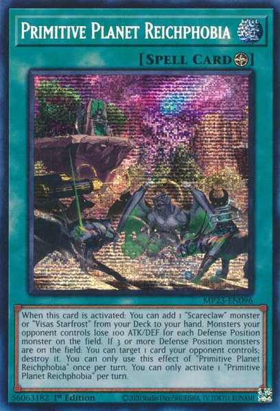 Primitive Planet Reichphobia trading card from 25th Anniversary Tin: Dueling Heroes Mega Pack Primitive Planet Reichphobia - 25th Anniversary Tin: Dueling Heroes Mega Pack YuGiOh trading card