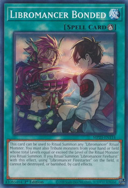Libromancer Bonded trading card from 25th Anniversary Tin: Dueling Heroes Mega Pack Libromancer Bonded - 25th Anniversary Tin: Dueling Heroes Mega Pack YuGiOh trading card
