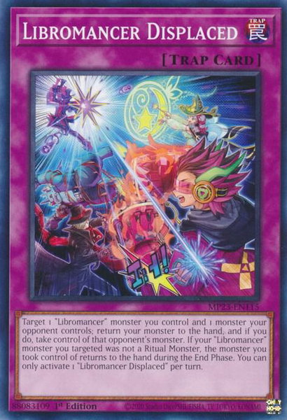 Libromancer Displaced trading card from 25th Anniversary Tin: Dueling Heroes Mega Pack Libromancer Displaced - 25th Anniversary Tin: Dueling Heroes Mega Pack YuGiOh trading card