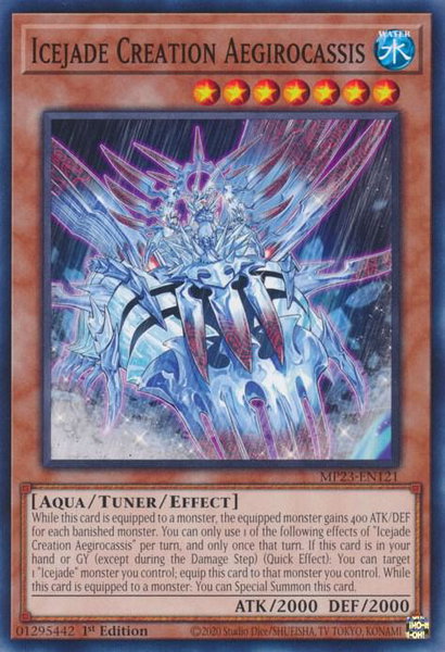 Icejade Creation Aegirocassis trading card from 25th Anniversary Tin: Dueling Heroes Mega Pack Icejade Creation Aegirocassis - 25th Anniversary Tin: Dueling Heroes Mega Pack YuGiOh trading card