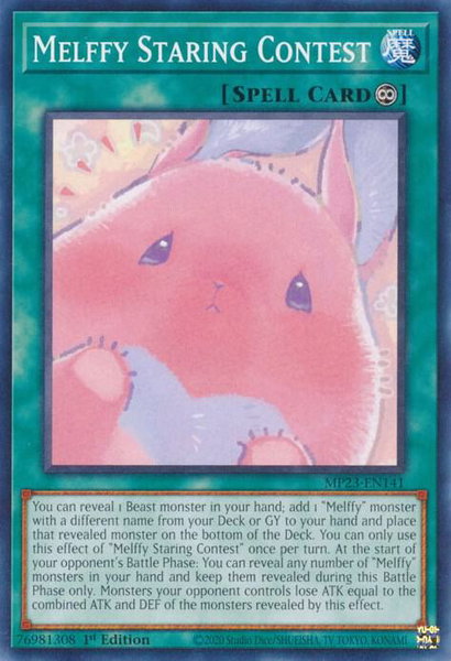 Melffy Staring Contest trading card from 25th Anniversary Tin: Dueling Heroes Mega Pack Melffy Staring Contest - 25th Anniversary Tin: Dueling Heroes Mega Pack YuGiOh trading card