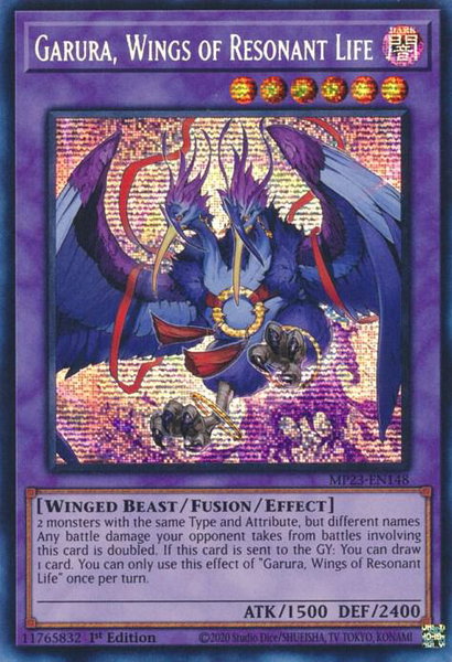 Garura, Wings of Resonant Life trading card from 25th Anniversary Tin: Dueling Heroes Mega Pack Garura, Wings of Resonant Life - 25th Anniversary Tin: Dueling Heroes Mega Pack YuGiOh trading card