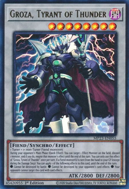 Groza, Tyrant of Thunder trading card from 25th Anniversary Tin: Dueling Heroes Mega Pack Groza, Tyrant of Thunder - 25th Anniversary Tin: Dueling Heroes Mega Pack YuGiOh trading card