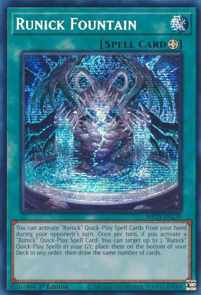 Runick Fountain trading card from 25th Anniversary Tin: Dueling Heroes Mega Pack Runick Fountain - 25th Anniversary Tin: Dueling Heroes Mega Pack YuGiOh trading card