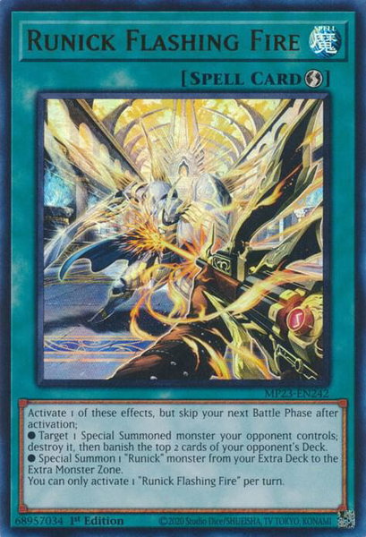 Runick Flashing Fire trading card from 25th Anniversary Tin: Dueling Heroes Mega Pack Runick Flashing Fire - 25th Anniversary Tin: Dueling Heroes Mega Pack YuGiOh trading card