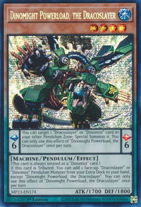 Dinomight Powerload, the Dracoslayer - 25th Anniversary Tin: Dueling Heroes Mega Pack (MP23) #MP23-EN174 - Prismatic Secret Rare YuGiOh Trading Card