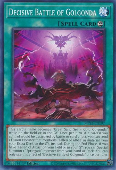Decisive Battle of Golgonda trading card from 25th Anniversary Tin: Dueling Heroes Mega Pack Decisive Battle of Golgonda - 25th Anniversary Tin: Dueling Heroes Mega Pack YuGiOh trading card