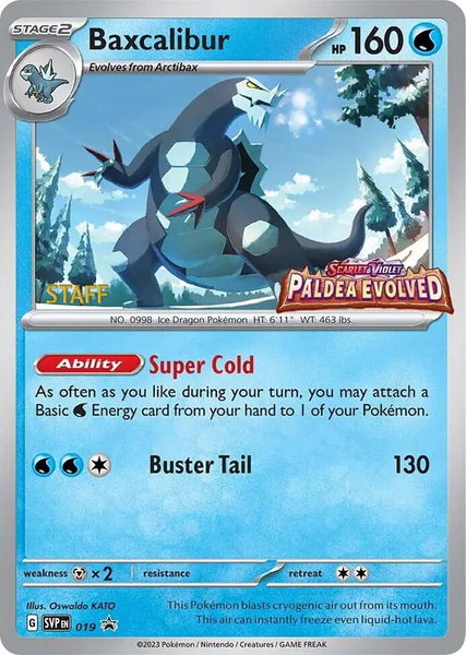 Baxcalibur - 019 (Prerelease) [Staff] - SV: Scarlet & Violet Promo Cards Pokémon trading card