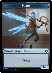 Faerie // Saproling Double-Sided Token - Commander: Wilds of Eldraine (WOC) #10 // 15 - Token Magic: The Gathering Trading Card