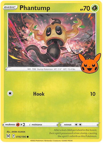 Phantump trading card from Trick or Trade BOOster Bundle 2023 Phantump - Trick or Trade BOOster Bundle 2023 Pokémon trading card