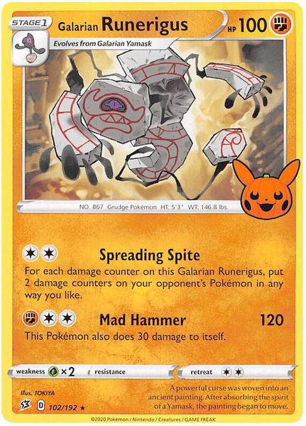 Galarian Runerigus trading card from Trick or Trade BOOster Bundle 2023 Galarian Runerigus - Trick or Trade BOOster Bundle 2023 Pokémon trading card
