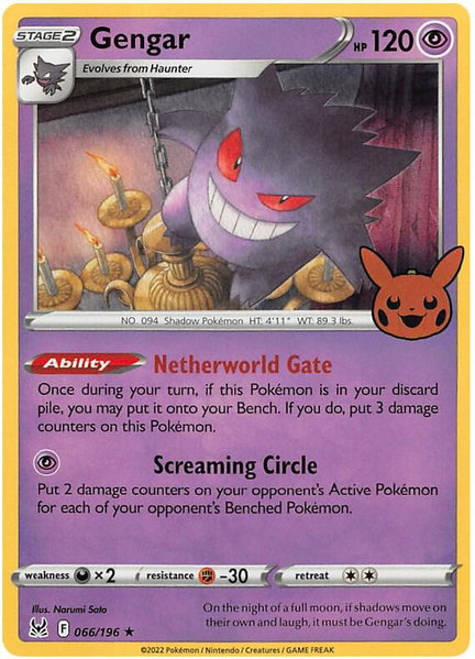 Gengar (2022 Copyright Date) trading card from Trick or Trade BOOster Bundle 2023 Gengar (2022 Copyright Date) - Trick or Trade BOOster Bundle 2023 Pokémon trading card