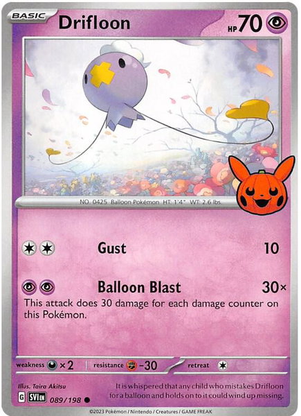 Drifloon trading card from Trick or Trade BOOster Bundle 2023 Drifloon - Trick or Trade BOOster Bundle 2023 Pokémon trading card