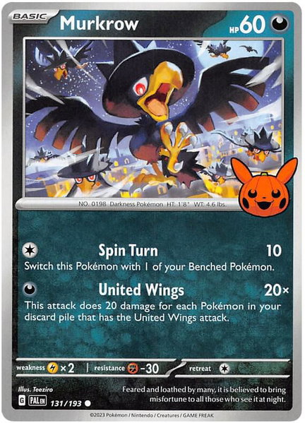 Murkrow trading card from Trick or Trade BOOster Bundle 2023 Murkrow - Trick or Trade BOOster Bundle 2023 Pokémon trading card