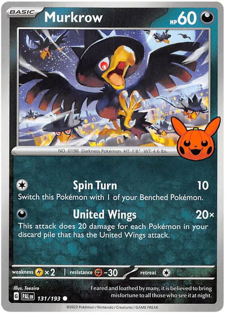Murkrow - Trick or Trade BOOster Bundle 2023 Pokémon trading card