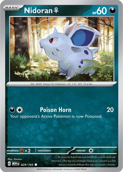 Nidoran F trading card from SV: Scarlet & Violet 151 Nidoran F - SV: Scarlet & Violet 151 Pokémon trading card