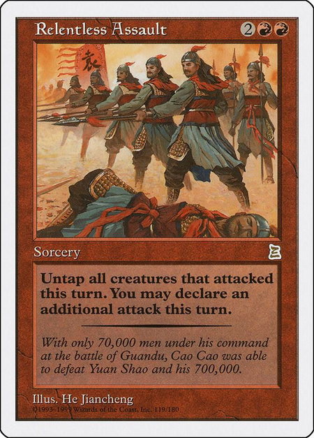 Relentless Assault - Portal Three Kingdoms Magic: The Gathering trading card