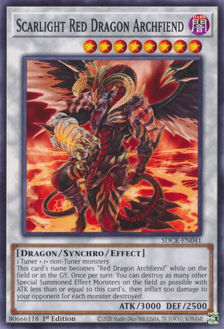 Scarlight Red Dragon Archfiend trading card from Structure Deck: The Crimson King Scarlight Red Dragon Archfiend - Structure Deck: The Crimson King YuGiOh trading card