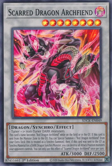Scarred Dragon Archfiend trading card from Structure Deck: The Crimson King Scarred Dragon Archfiend - Structure Deck: The Crimson King YuGiOh trading card