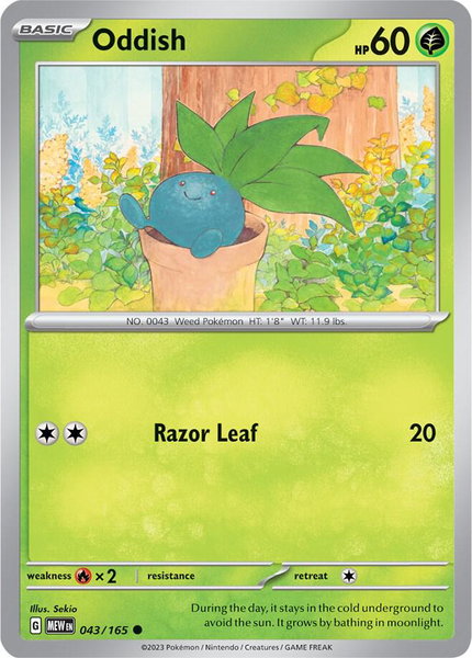 Oddish trading card from SV: Scarlet & Violet 151 Oddish - SV: Scarlet & Violet 151 Pokémon trading card