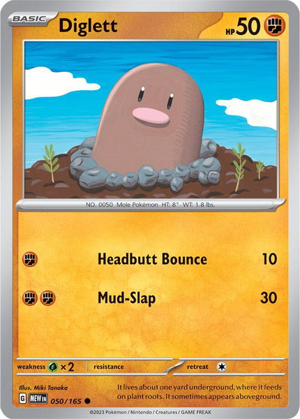 Diglett trading card from SV: Scarlet & Violet 151 Diglett - SV: Scarlet & Violet 151 Pokémon trading card