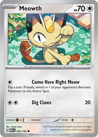 Meowth - SV: Scarlet & Violet 151 (MEW) #052/165 - Common Pokémon Trading Card