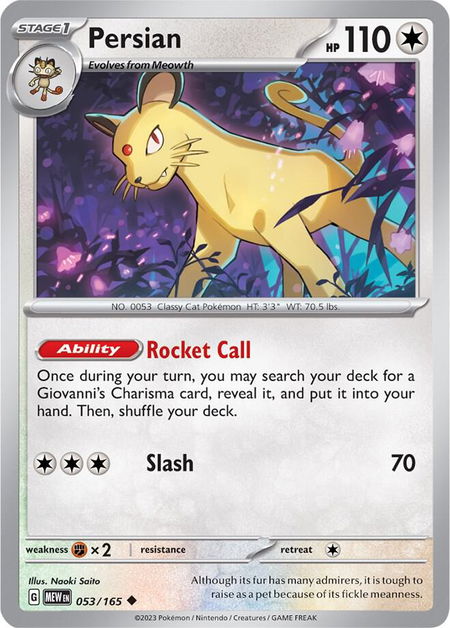 Persian - SV: Scarlet & Violet 151 Pokémon trading card