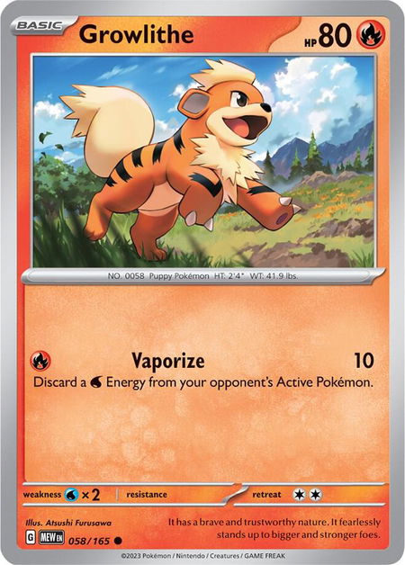 Growlithe trading card from SV: Scarlet & Violet 151 Growlithe - SV: Scarlet & Violet 151 Pokémon trading card