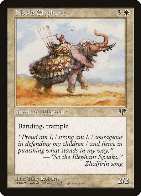 Noble Elephant - Mirage Magic: The Gathering trading card
